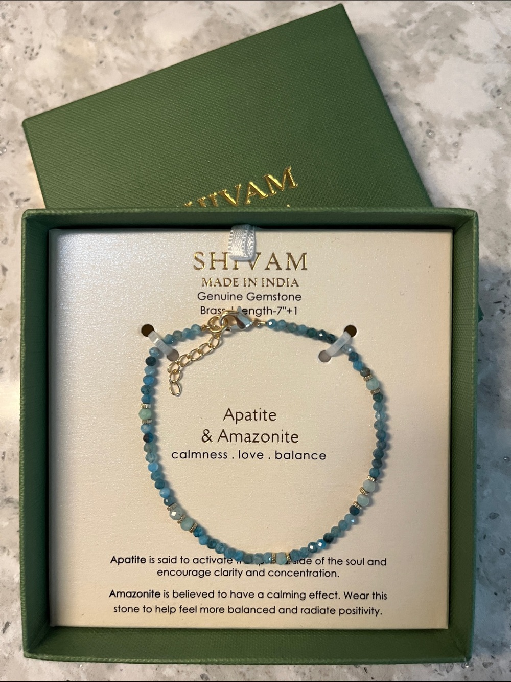 SHIVAM Apatite & Amazonite Beaded Bracelet in Aqua Blue/Green